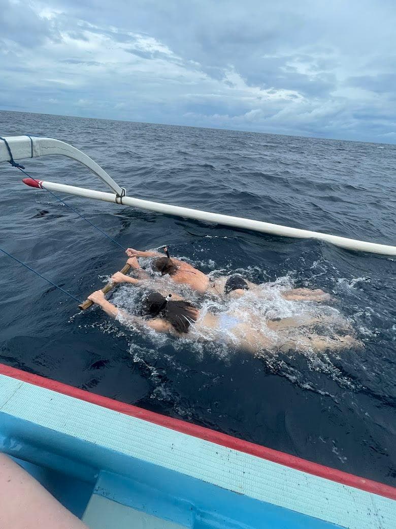 Tamu berenang di laut terbuka